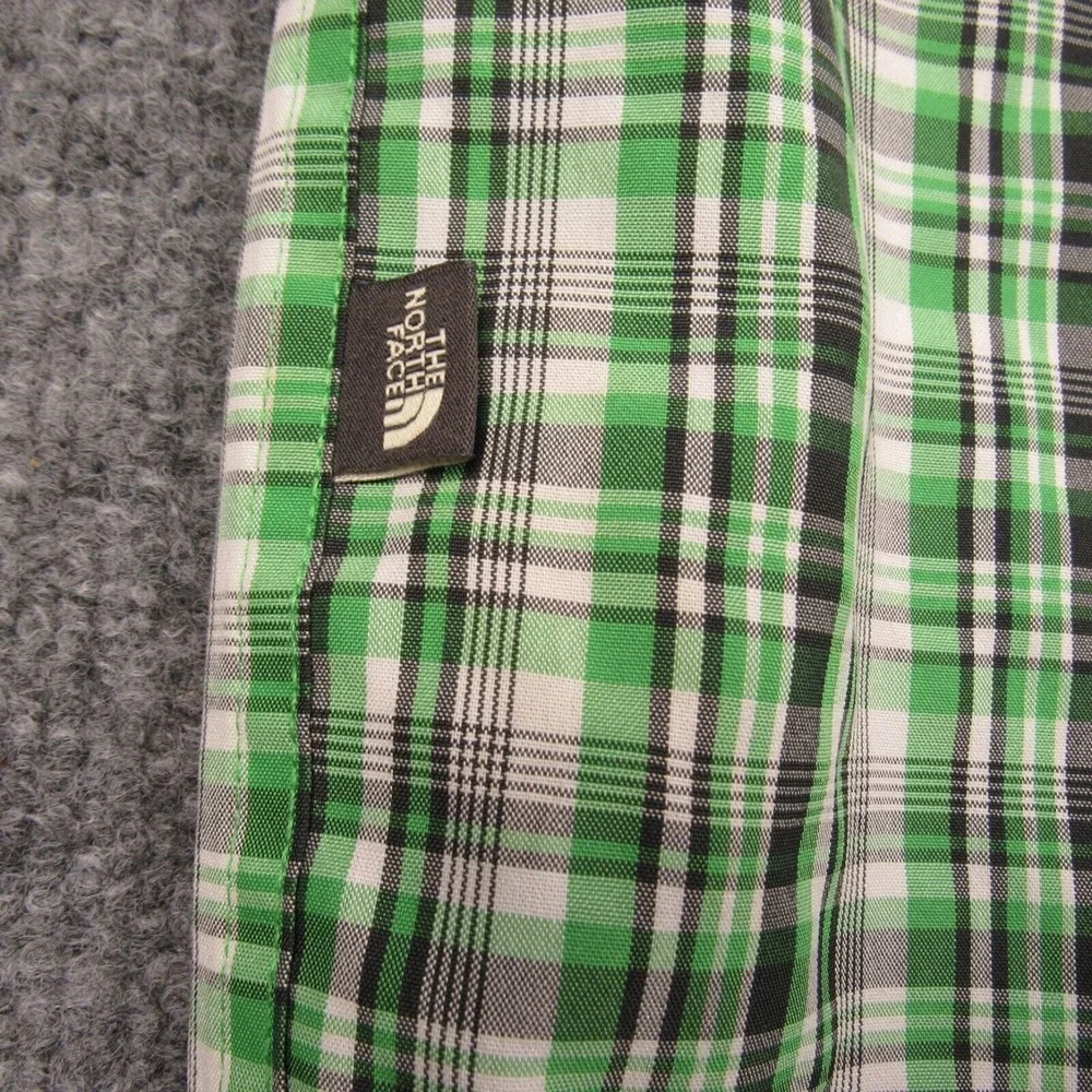 The North Face Shirt Men Medium Green‎ Black Plaid Hiker Camp Outdoors